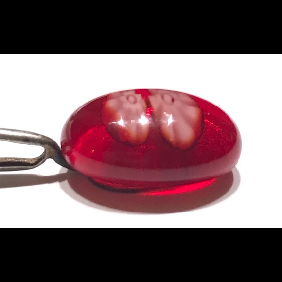 Fiery Red Miniature Floral Pendant - Picture 5 of 9